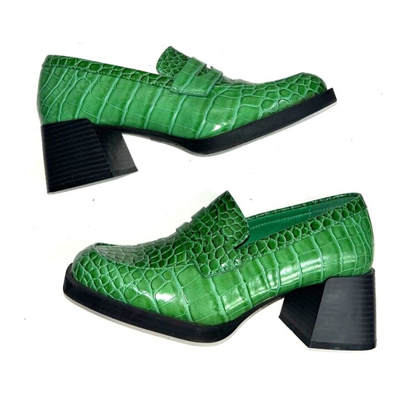 Coconuts Matisse Women’s Vintage Pace Square Toe Loafer size 8 Green Croc Emboss - Picture 7 of 9